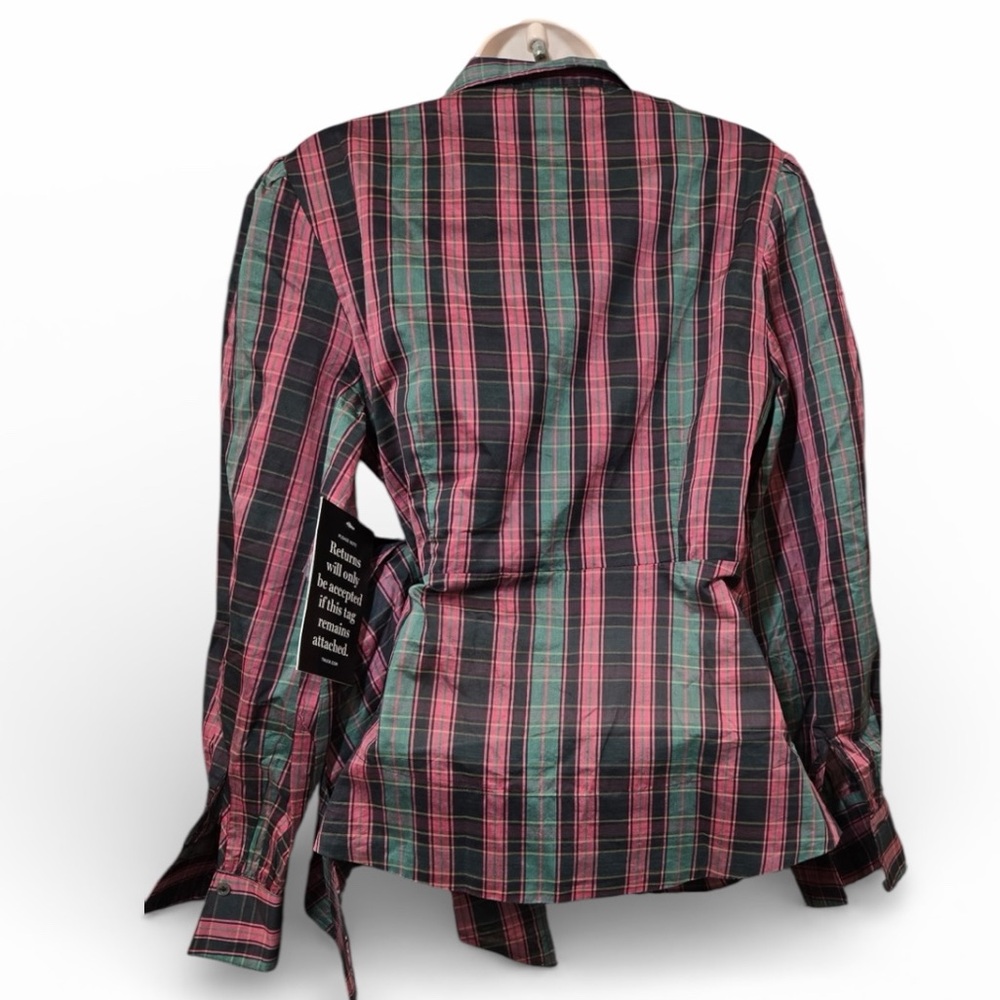 NWT TUCKERNUCK Tartan Tie Front Bow Bea Blouse Women’s Medium 5550 - Picture 7 of 12